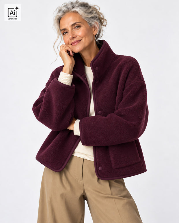Fleece fabrik Melange Aubergine