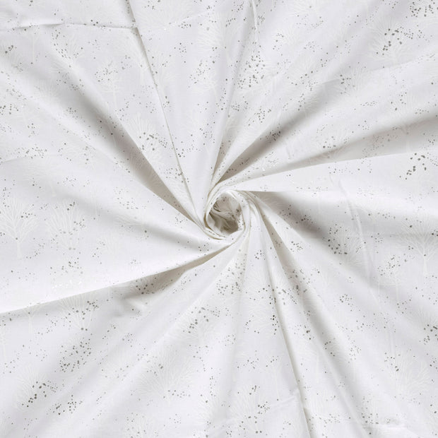 Algodón Popelina tela Blanco estampado con brillantina 
