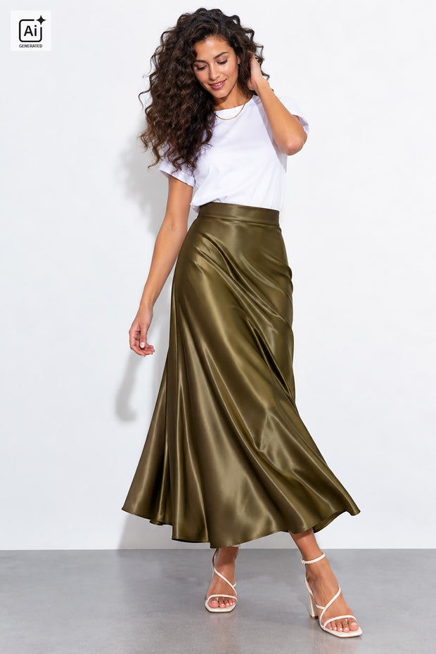Satin fabric Unicolour Green