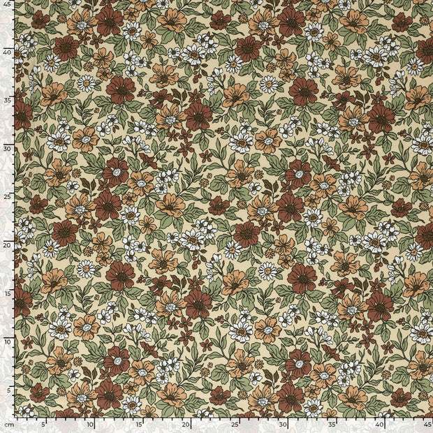 Jersey fabrik Blumen Beige