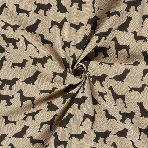 Linen Look fabric Black digital printed 