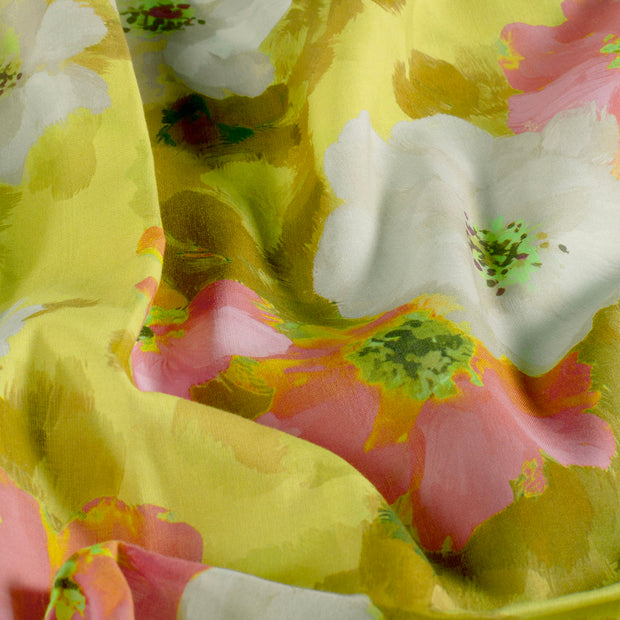 Voile tela Flores Ocre