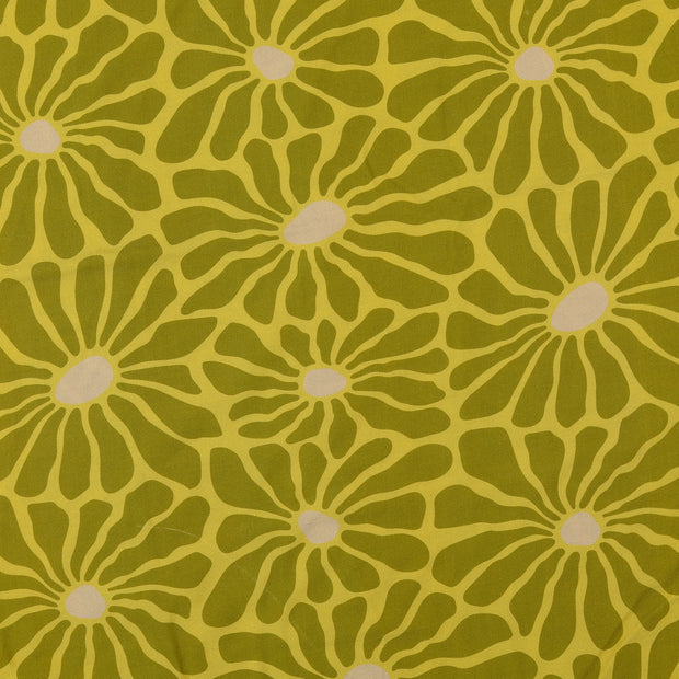 Viscose Poplin fabrik Blumen Olivgrün