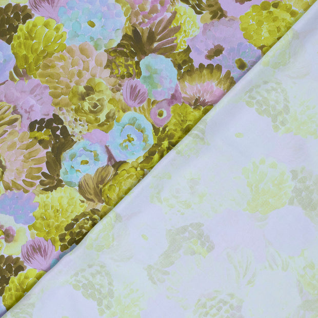Viscose Satin fabric Flowers digital printed 