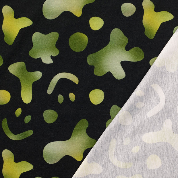 Jersey de Coton tissu Noir imprimé numérique 