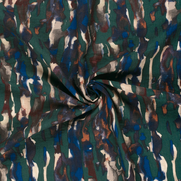 Viscose Nylon Ottoman fabric Dark Green printed 