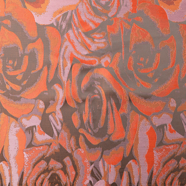 Jacquard fabric Flowers Orange