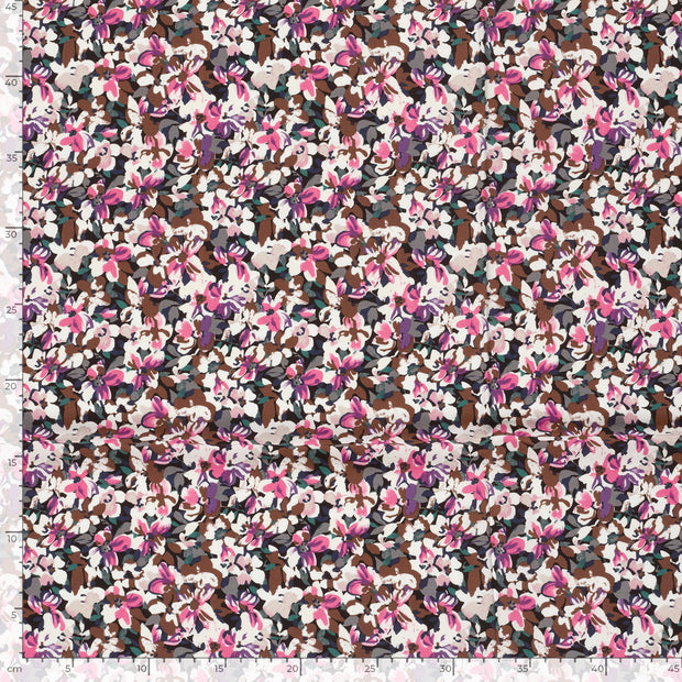 Viscosa Poplin tela Flores Fucsia