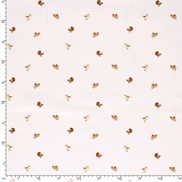 Jersey fabric Birds Off White