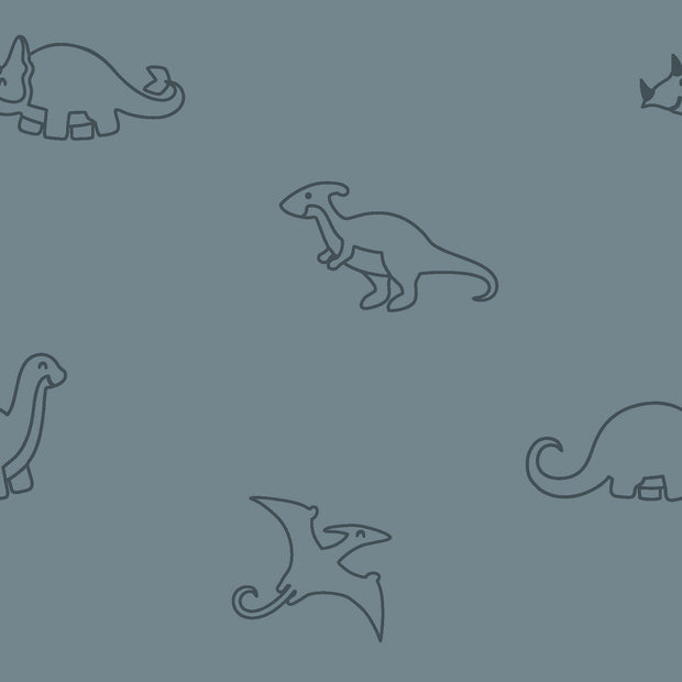 Stretch terry fabric Dinosaurs Indigo