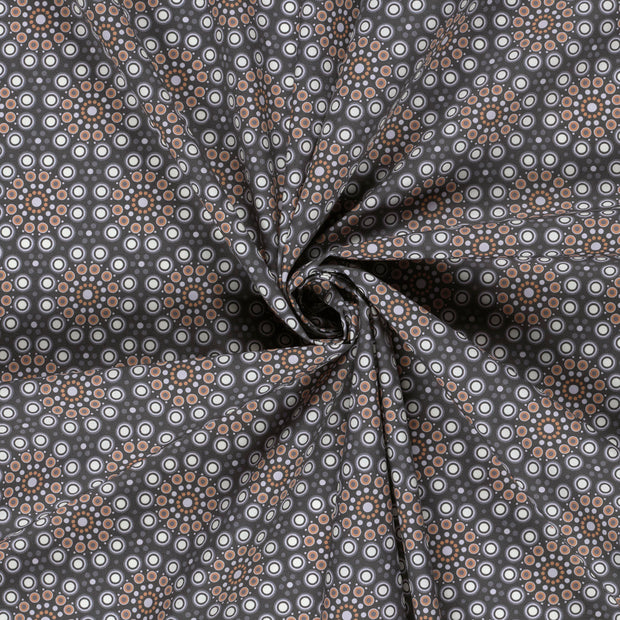 Cotton Poplin fabric Dark Grey digital printed 