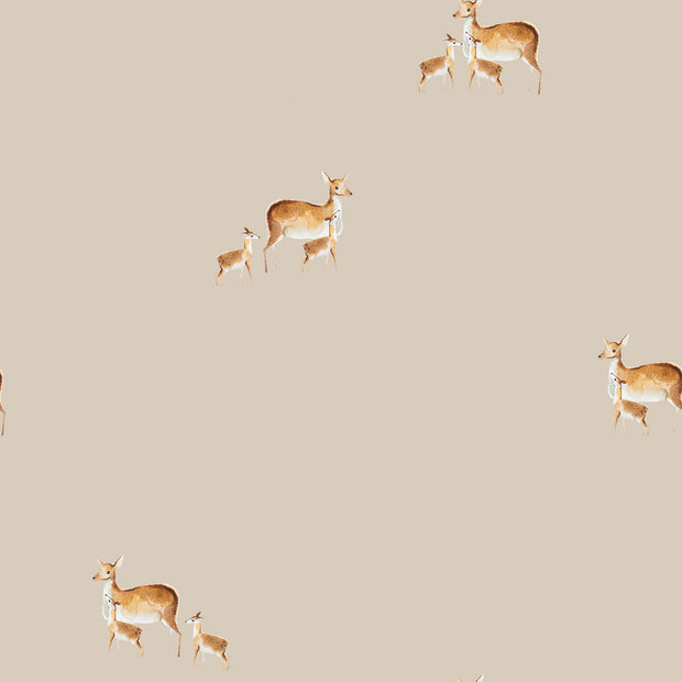Cotton Jersey GOTS organic fabric Deer Beige