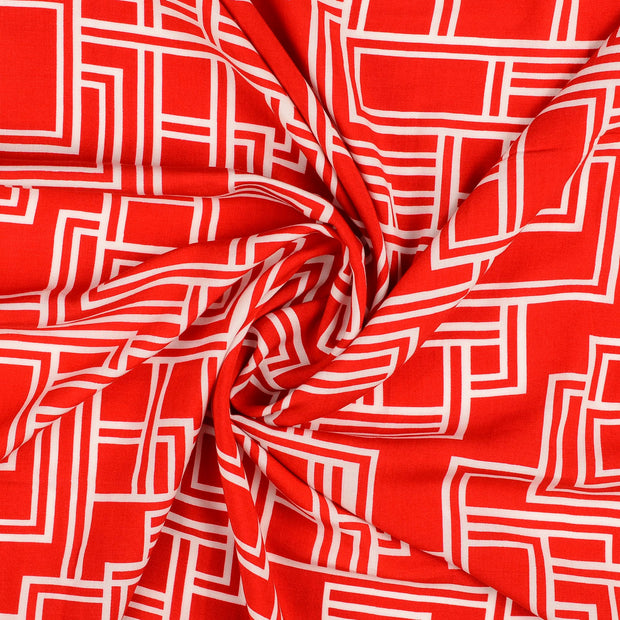 Viscose Poplin fabric Red printed 