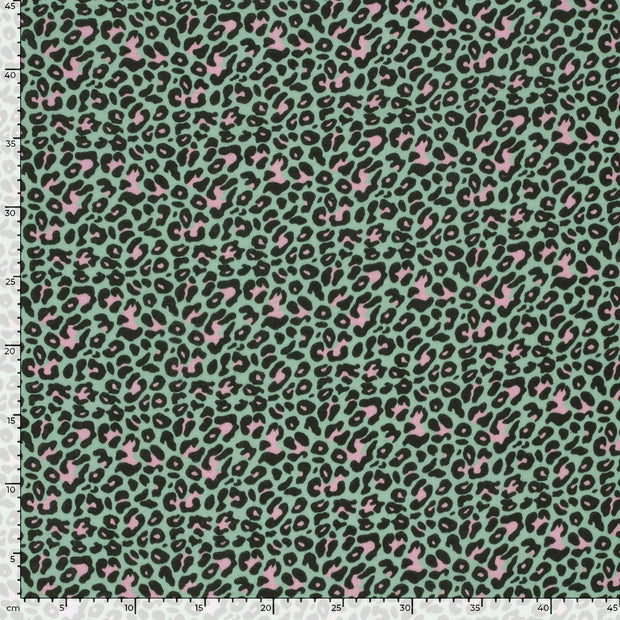 Mousseline stof Panter Mint
