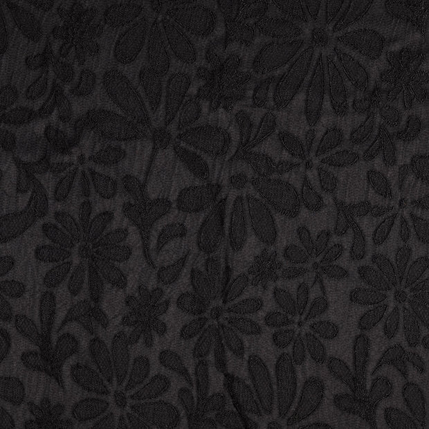 Satin Jacquard tela Flores Negro