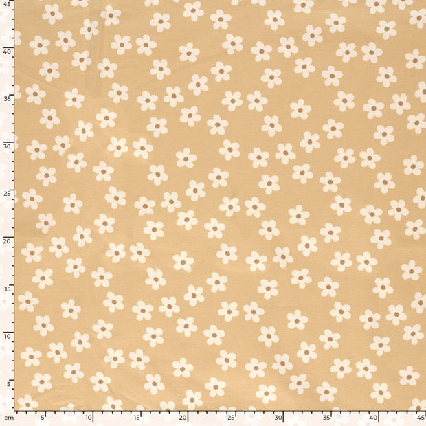 French Terry geraut fabrik Blumen Beige