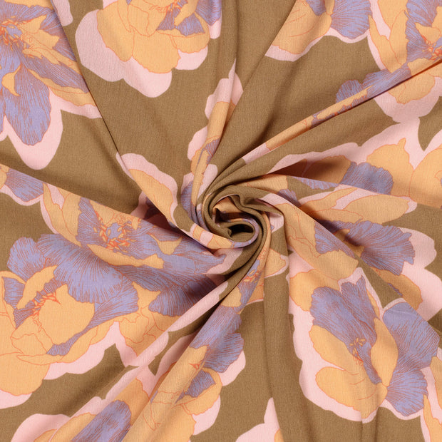 Borken Crepe tissu Gris taupe imprimé 