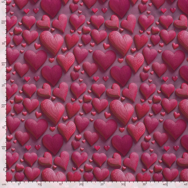 Softshell fabric Hearts Pink