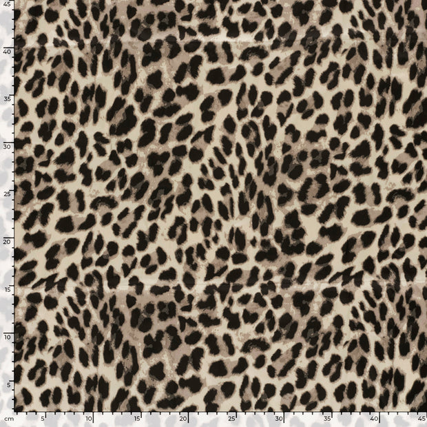 Satén Duchesse tela Leopardos Beis