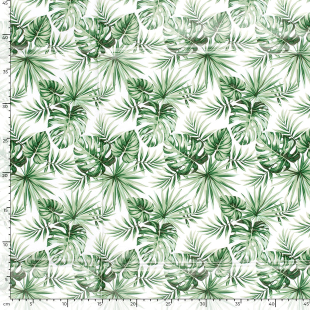 Toile Cirée tissu Feuilles Blanc optique