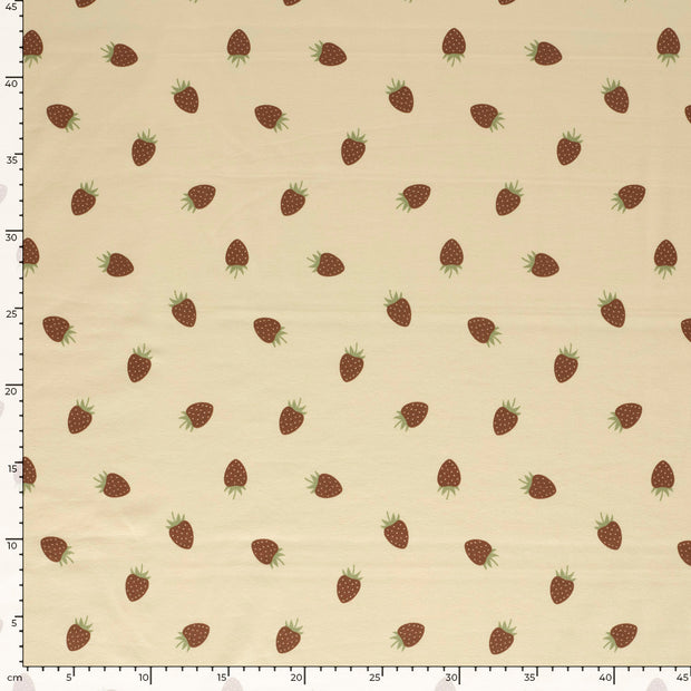 Jersey fabric Strawberries Beige