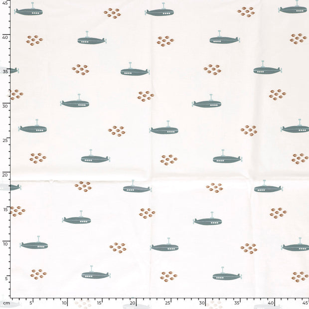 Jersey fabric Fish Beige