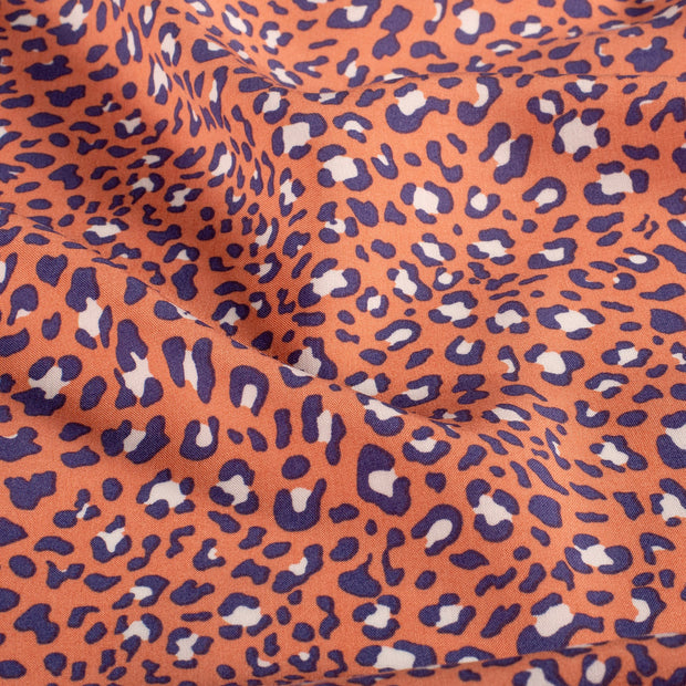 Popeline de Viscose tissu léopards Coral