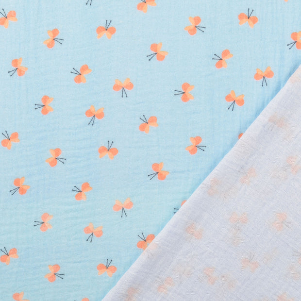 Muslin fabric Sky Blue digital printed 