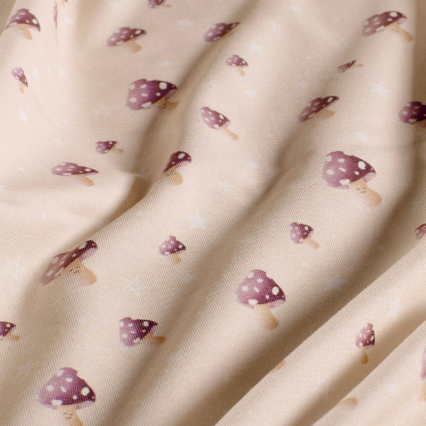 Jersey tissu champignons Beige