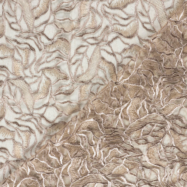 Tulle fabric Leaves embroidered 