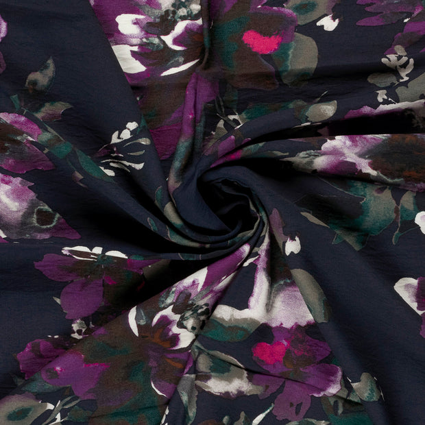 Viscose Nylon Crepe tela Indigo Oscuro estampado 