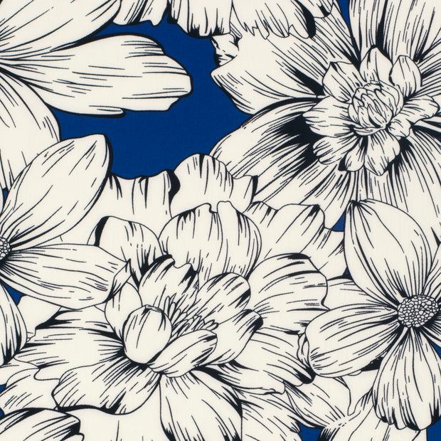 Twill Stretch fabrik Blumen Königsblau