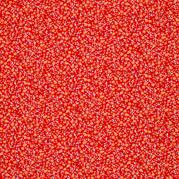 Popeline de Viscose tissu Rouge mat 