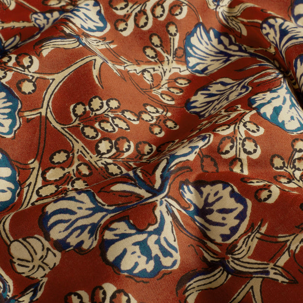 Voile fabric Leaves Red