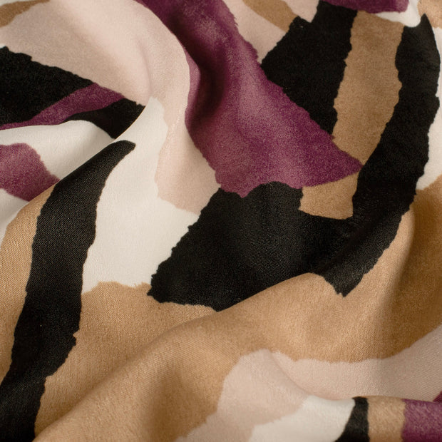 Satin Velvet fabric Abstract Aubergine