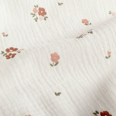 Mousseline geverfd en geprint Bloemen Gebroken wit