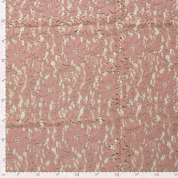 Encaje tela Flores Rosa antiguo