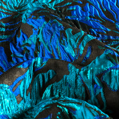 Jacquard Lurex Flowers Petrol