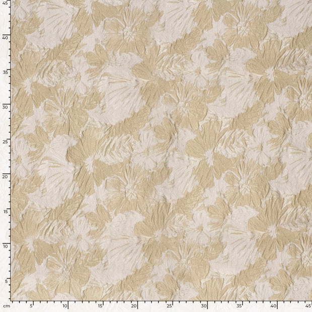 Jacquard tissu fleurs Beige