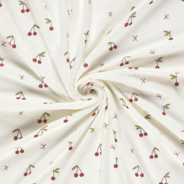 Stretch terry fabric Off White printed 