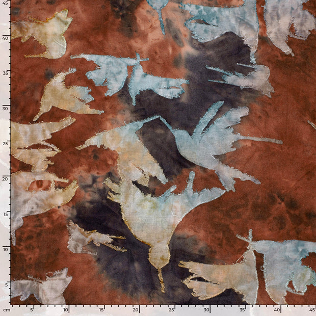 Burnout Jacquard fabric Flowers Dark Brown