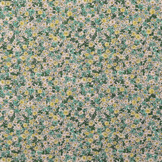 Voile fabric Flowers Turquoise