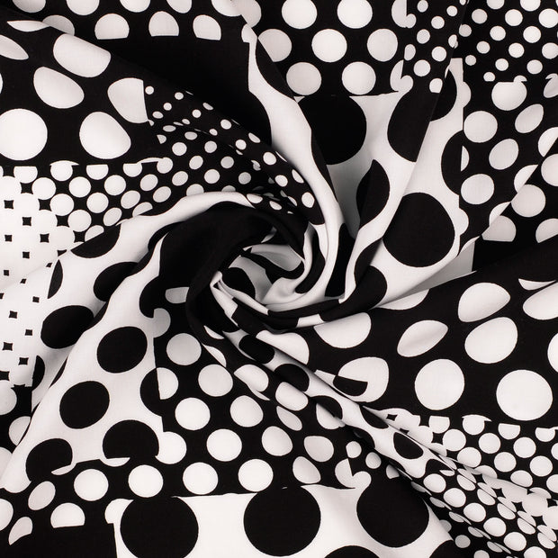 Popeline de Viscose tissu Noir imprimé 