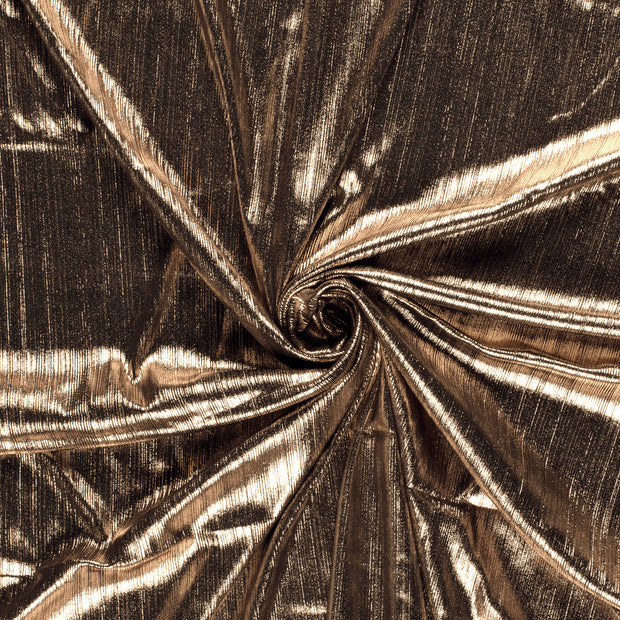 Polyester Jersey fabric Bronze pleated foiled 