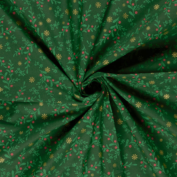 Algodón Popelina tela Verde 
