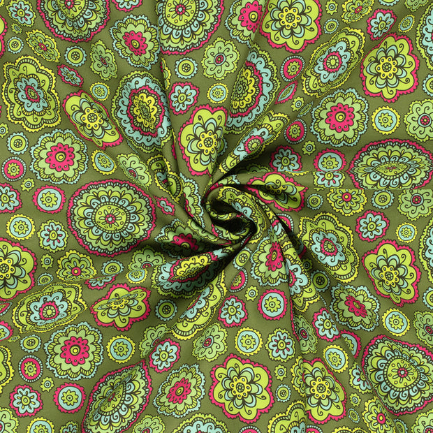 Softshell fabric Olive Green digital printed 