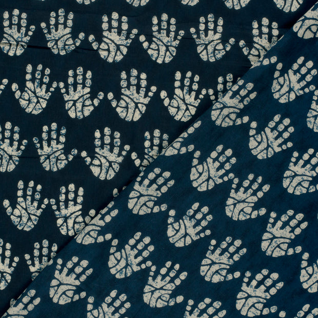 Voile stof Hands bedrukt 