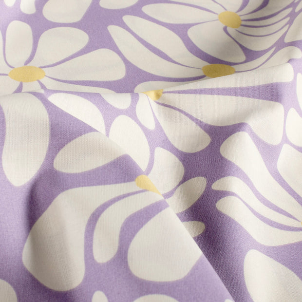 Cotton Poplin fabric Flowers Lila