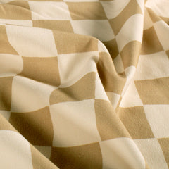 French Terry GOTS organic digital printed Checks Camel