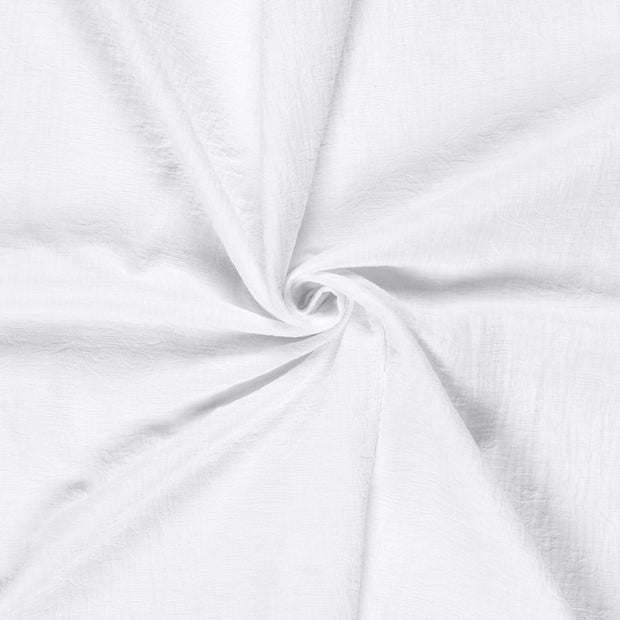 Coton Lin en Chaine et Trame tissu Blanc optique brodé 